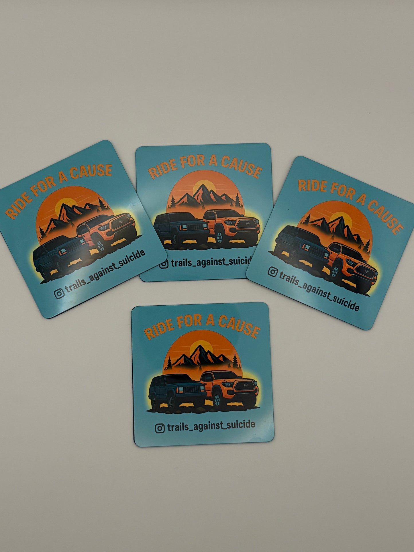 Cartoon "Ride For A Cause" 3X3 Magnet