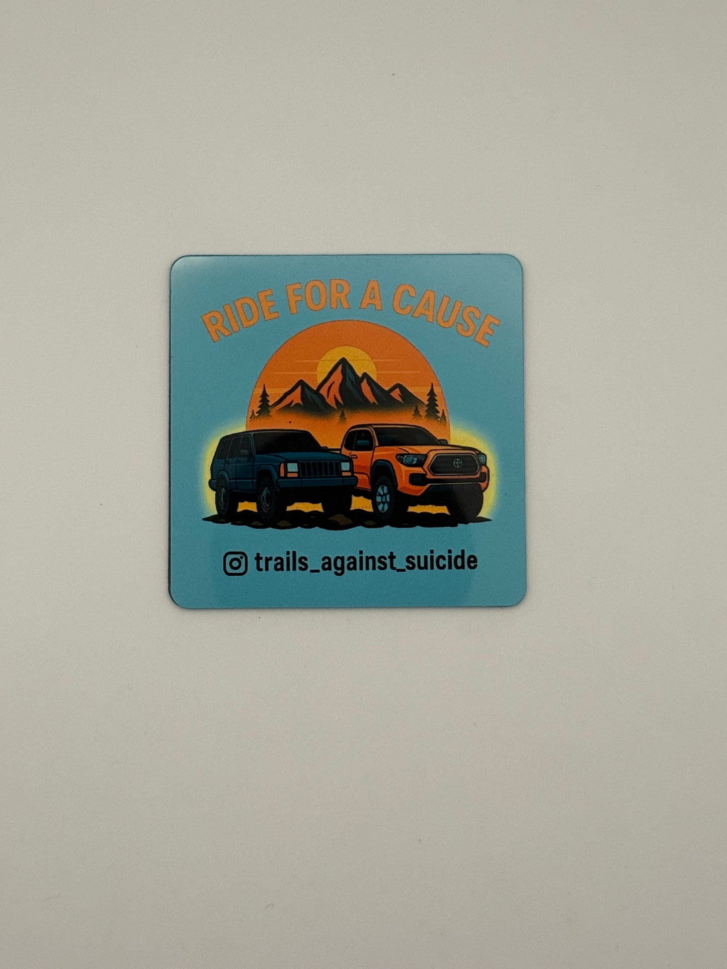 Cartoon "Ride For A Cause" 3X3 Magnet