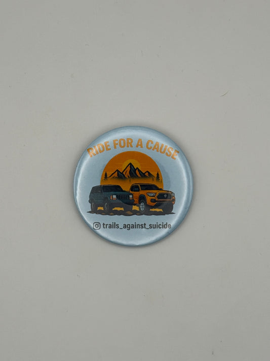 Cartoon "Ride For A Cause" Button 2.25’