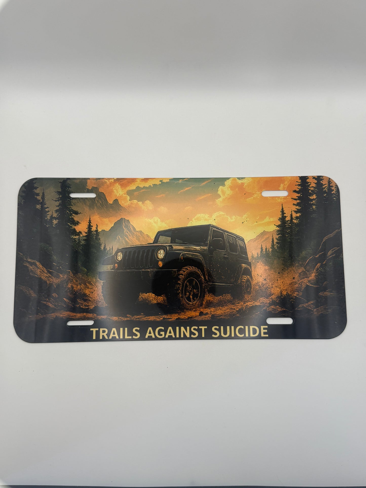 Trails "Off-road Wrangler Sunset" Vanity Plate
