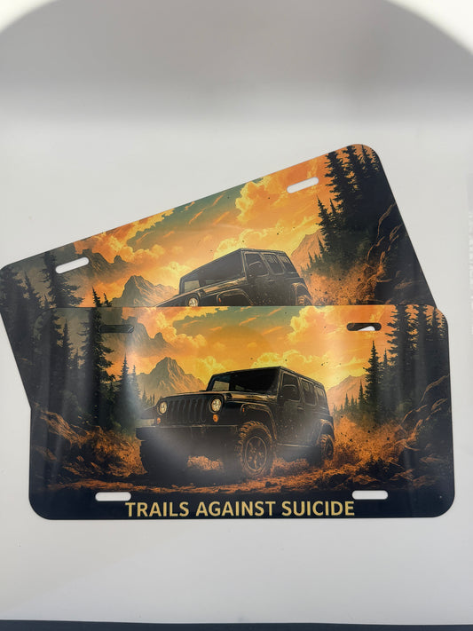 Trails "Off-road Wrangler Sunset" Vanity Plate