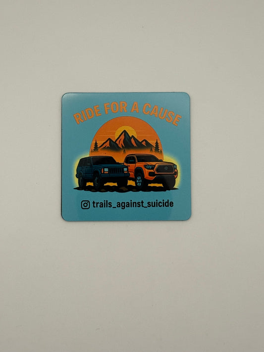 Cartoon "Ride For A Cause" 3X3 Magnet