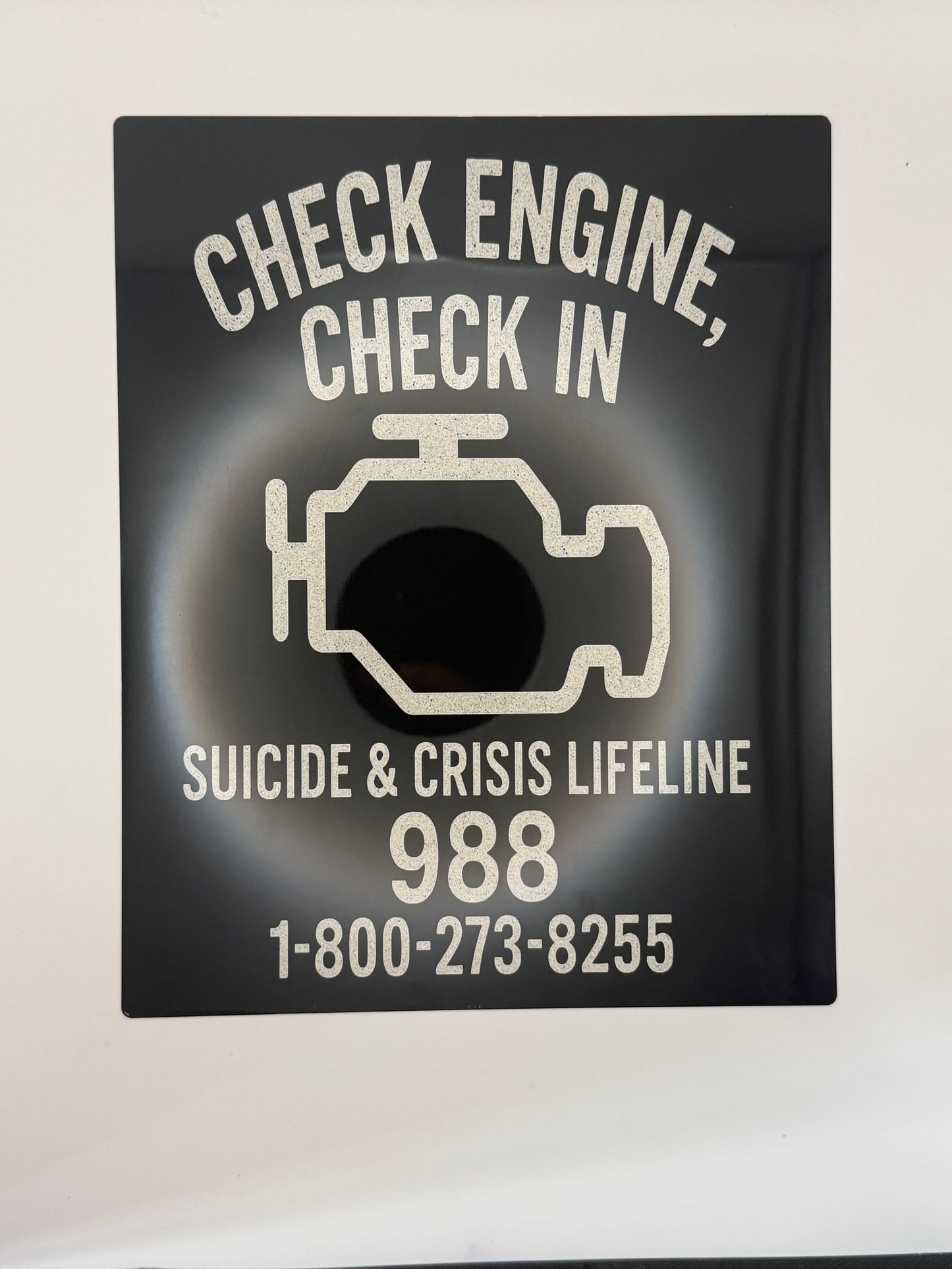 "Check Engine, Check In" Metal Sign