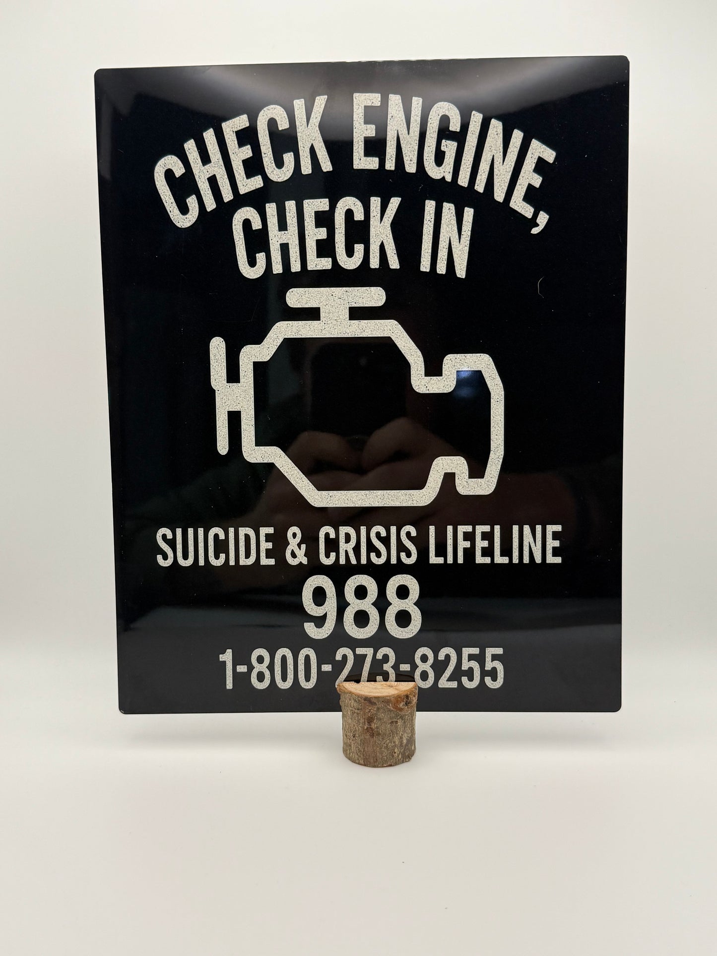 "Check Engine, Check In" Metal Sign