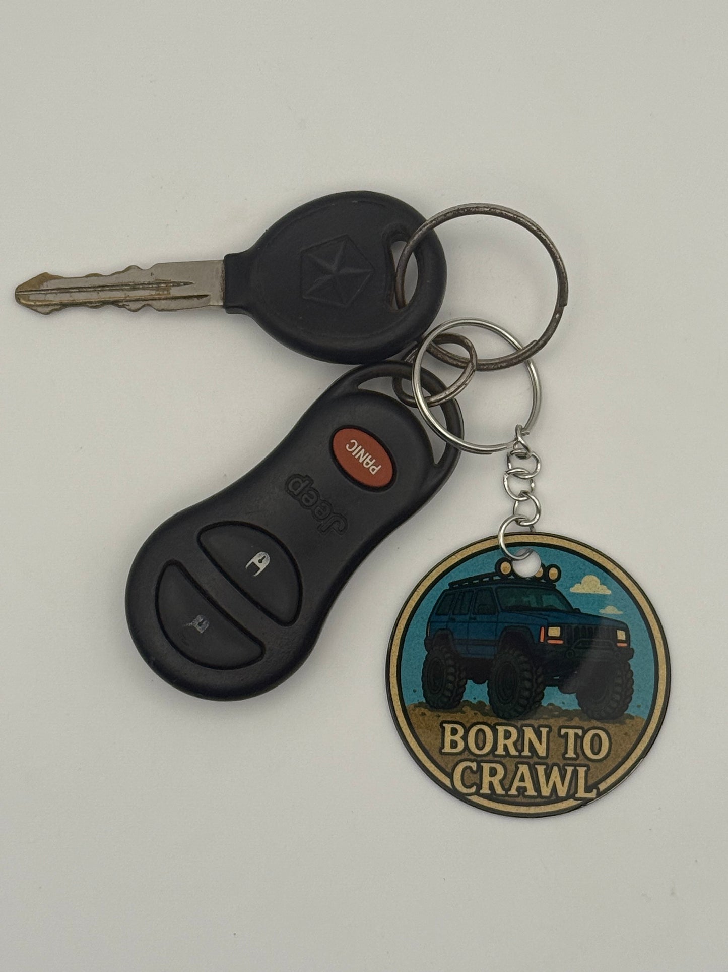 "XJ Born To Crawl" Keychain.