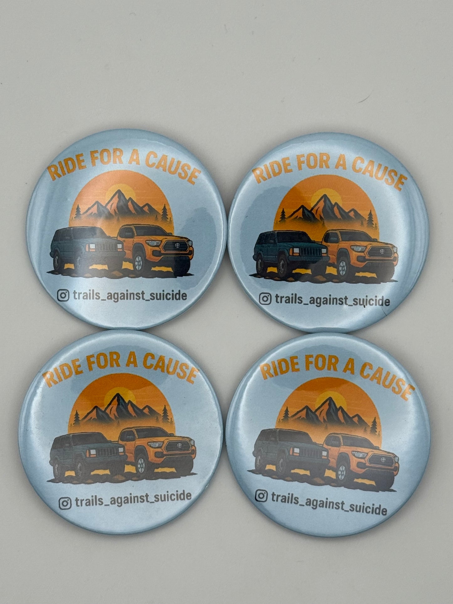 Cartoon "Ride For A Cause" Button 2.25’