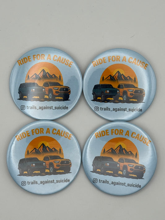 Cartoon "Ride For A Cause" Button 2.25’