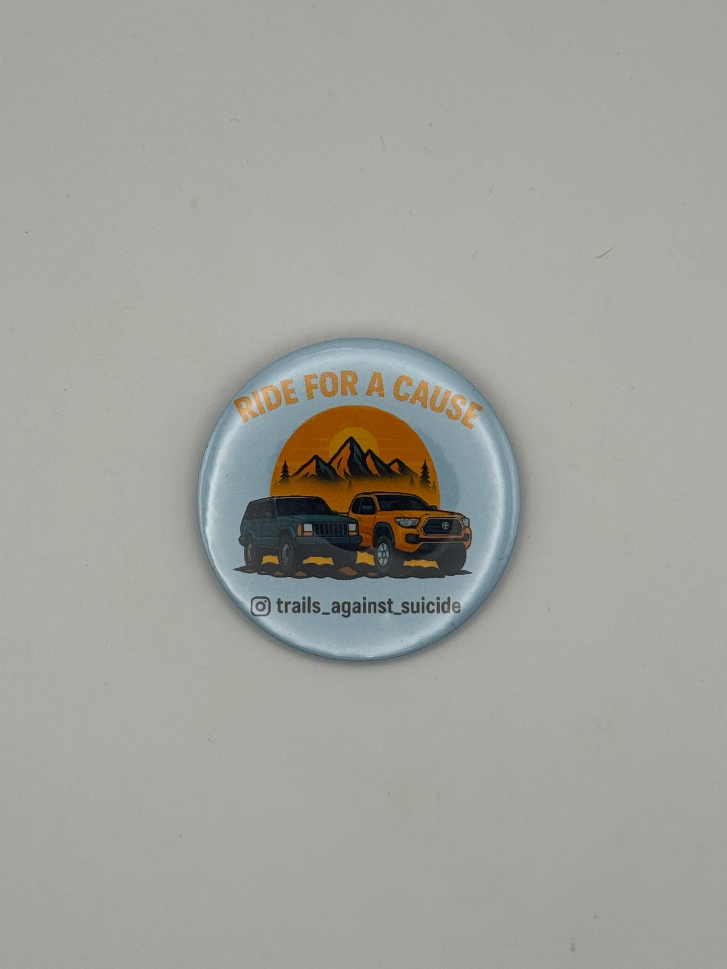 Cartoon "Ride For A Cause" Button 2.25’